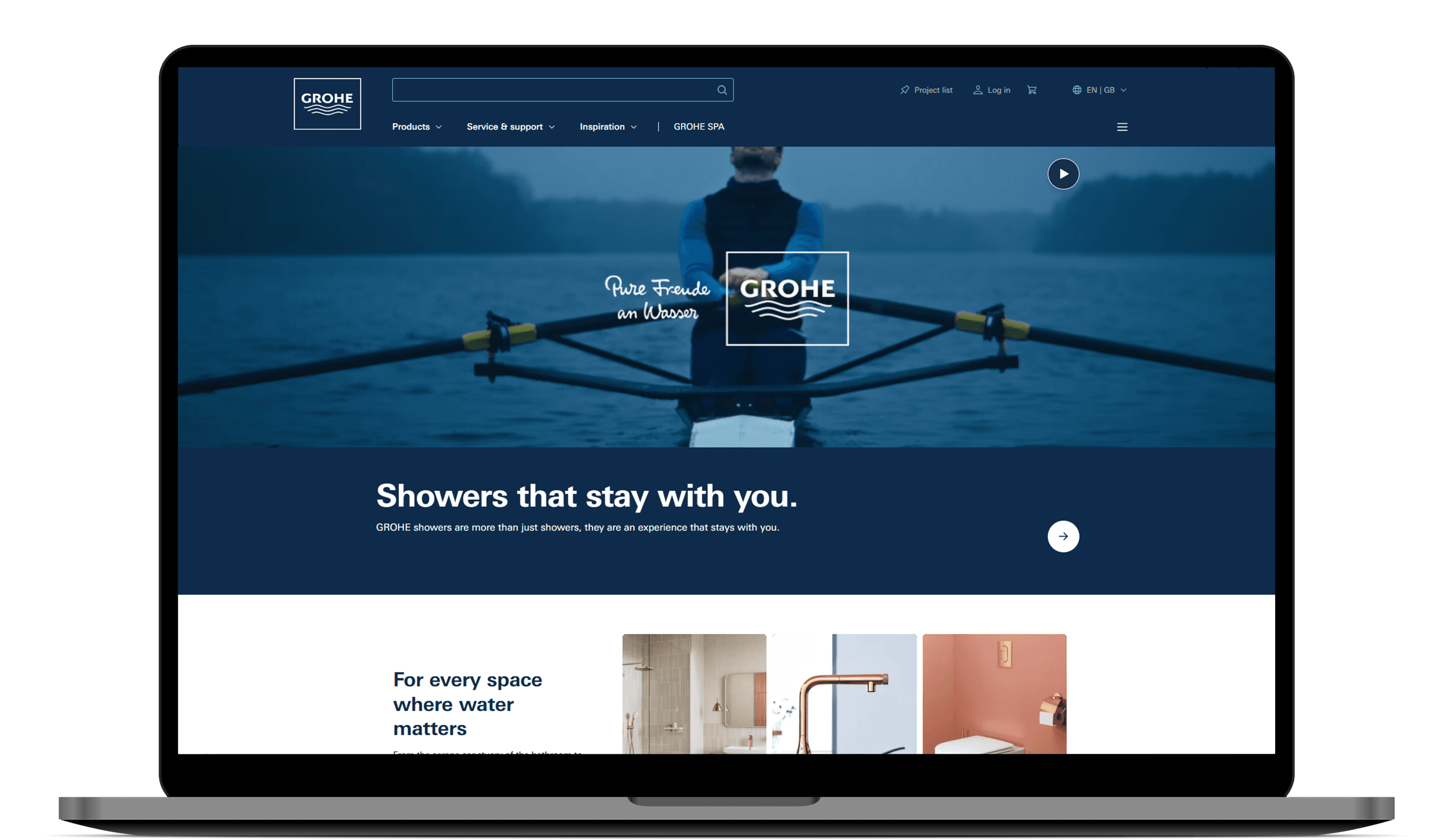 The new GROHE website displayed on a laptop