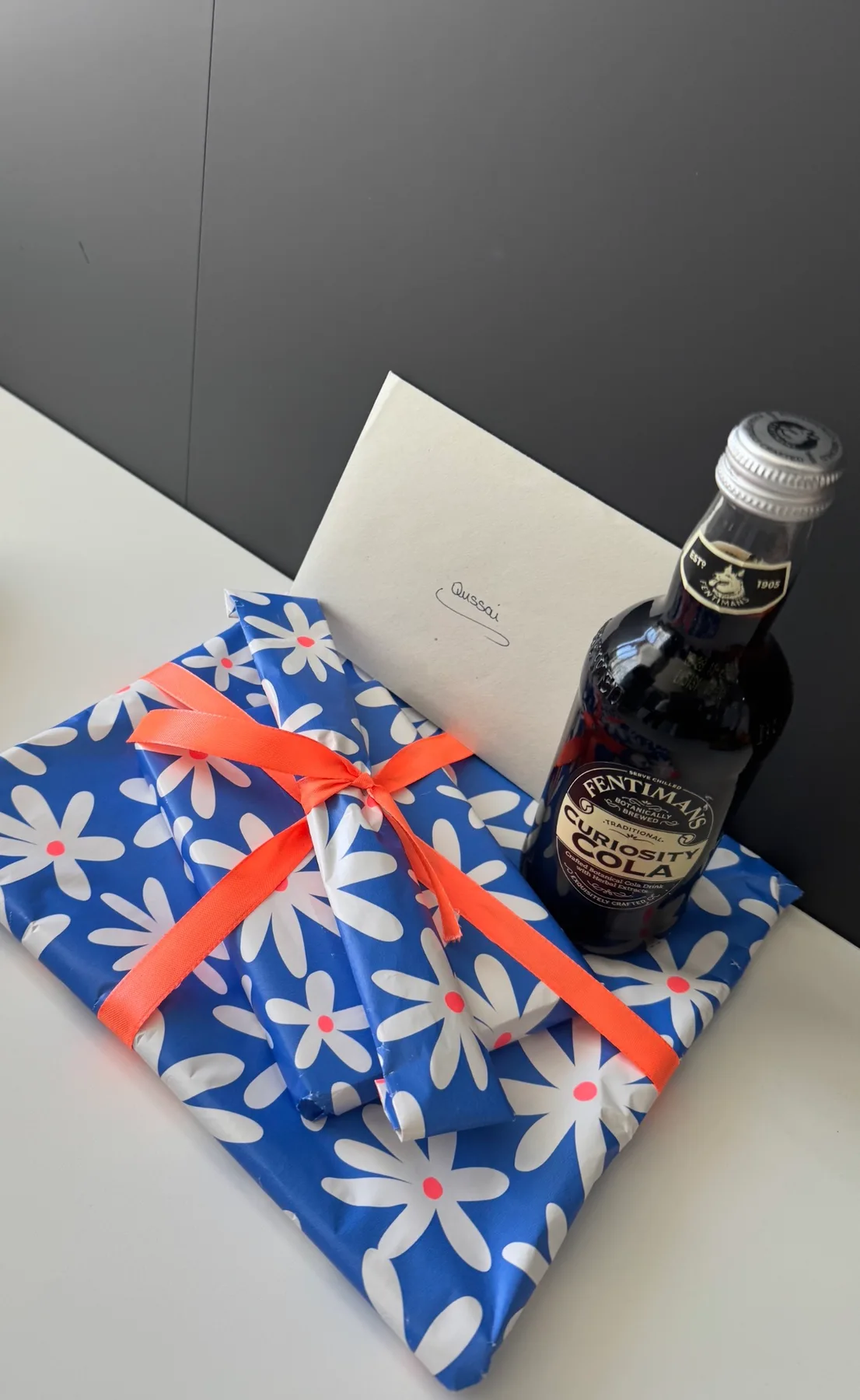 Farewell presents and an envelope addressed to Qussai